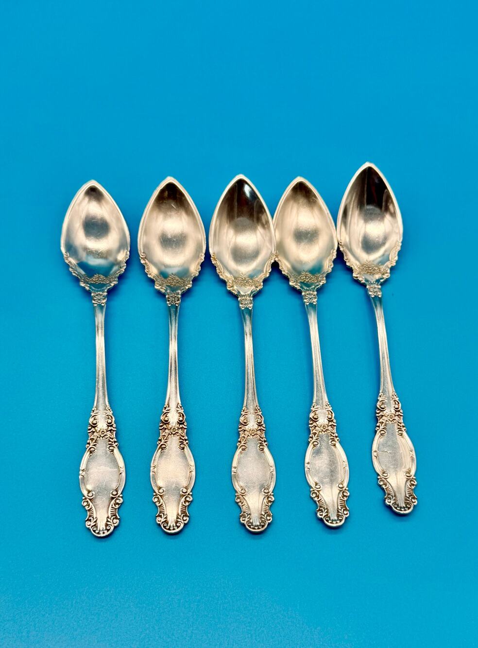 4 Antique Wm Rogers Melrose 1898 Fruit Orange Spoons Silverplate 5 7/8"
